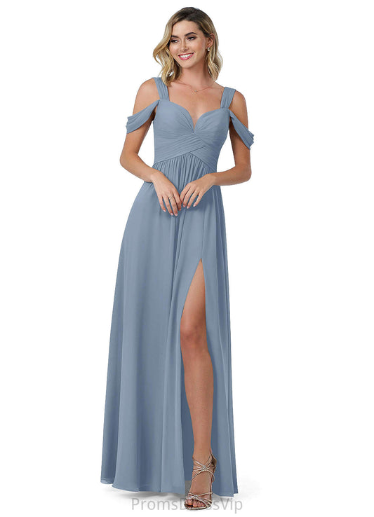 Callie Spaghetti Staps Floor Length Half Sleeves Natural Waist A-Line/Princess Bridesmaid Dresses