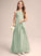 Ruffles Floor-Length A-Line Lucille Chiffon Junior Bridesmaid Dresses Neck Cascading Scoop With