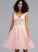 Tulle Sequins Beading V-neck Kaiya Lace Dress Homecoming Dresses Homecoming With A-Line Knee-Length