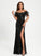 Floor-Length Prom Dresses Neck Feather With America Sequined Scoop Sheath/Column Sequins