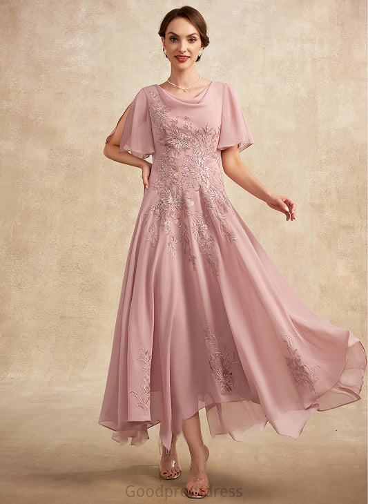 A-Line Ankle-Length the Mother of the Bride Dresses Dress Mother Chiffon of Cowl Fiona Bride Neck Lace