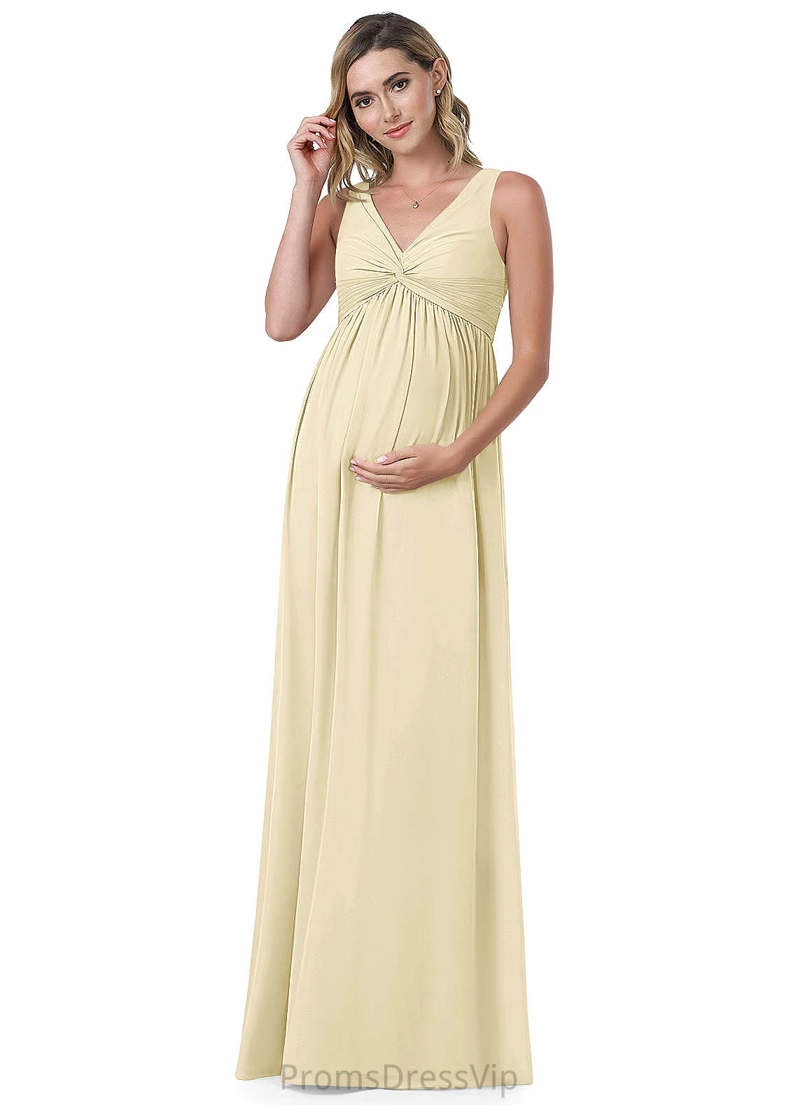 Ayanna Spaghetti Staps V-Neck Sleeveless Natural Waist A-Line/Princess Floor Length Satin Bridesmaid Dresses