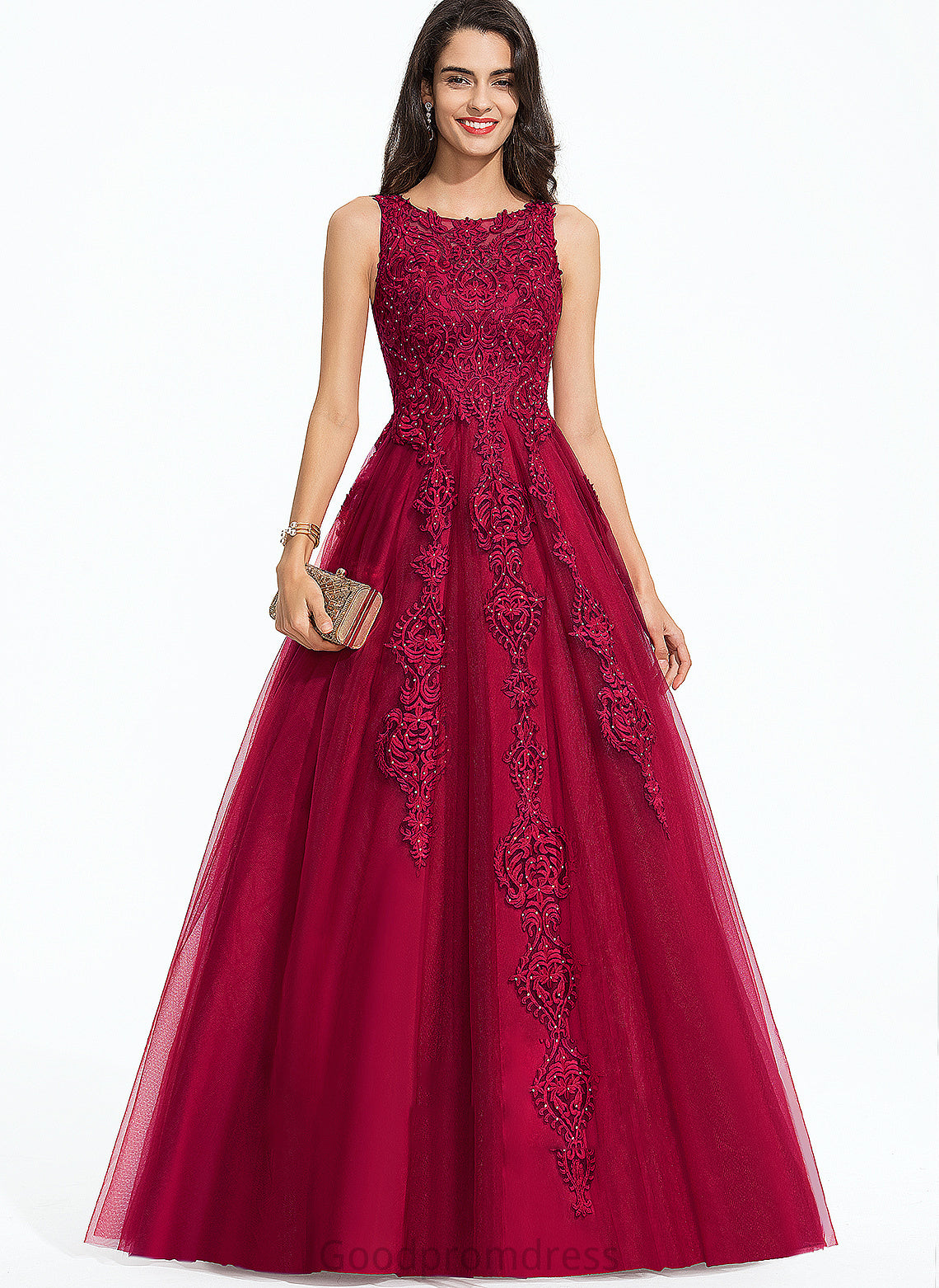 Sweep Scoop Prom Dresses Neck Elyse Ball-Gown/Princess With Train Beading Tulle