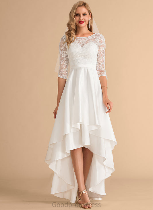 Dress Wedding Dresses A-Line Sonia Satin Wedding Lace Asymmetrical Scoop