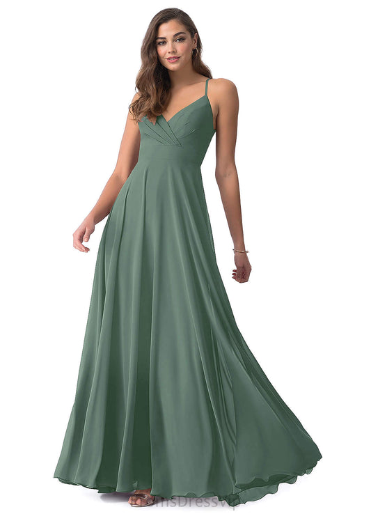 Gretchen Sleeveless Spaghetti Staps Natural Waist Floor Length A-Line/Princess Bridesmaid Dresses