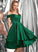 A-Line Lindsey Prom Dresses Off-the-Shoulder Knee-Length With Ruffle Satin