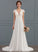 With Sweep V-neck Wedding Dresses Chiffon A-Line Dress Wedding Ruffle Yasmine Train