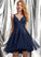 Short/Mini Sequins Homecoming Dresses Lilliana V-neck A-Line With Dress Tulle Homecoming Lace