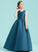 Satin Floor-Length With Cassidy V-neck Junior Bridesmaid Dresses Ball-Gown/Princess Ruffle