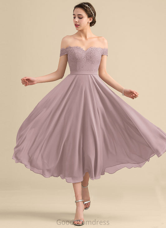 Sequins Embellishment Length Tea-Length Off-the-Shoulder Neckline Beading A-Line Fabric Silhouette Karla Trumpet/Mermaid Bridesmaid Dresses