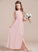 Annabel Front With Split Chiffon Ruffle A-Line Floor-Length Neck Junior Bridesmaid Dresses Scoop
