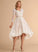 V-neck Satin Asymmetrical Wedding Dress Emmy Wedding Dresses Lace A-Line Tulle