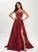 Ball-Gown/Princess Kelsey Satin Neck Train Scoop Sweep Prom Dresses Sequins With