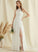 Lace Sara Wedding Dresses Front Split A-Line Floor-Length Wedding Scoop Neck Dress Chiffon With