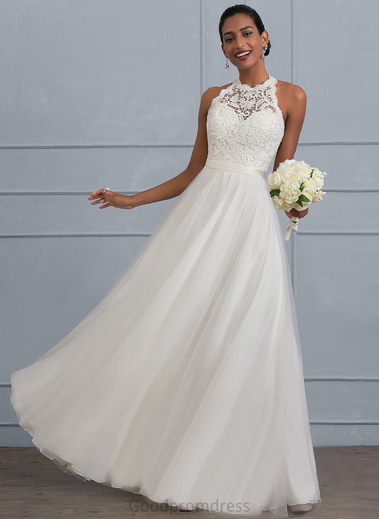 A-Line Floor-Length Wedding Mariana Charmeuse Lace Wedding Dresses Dress Tulle