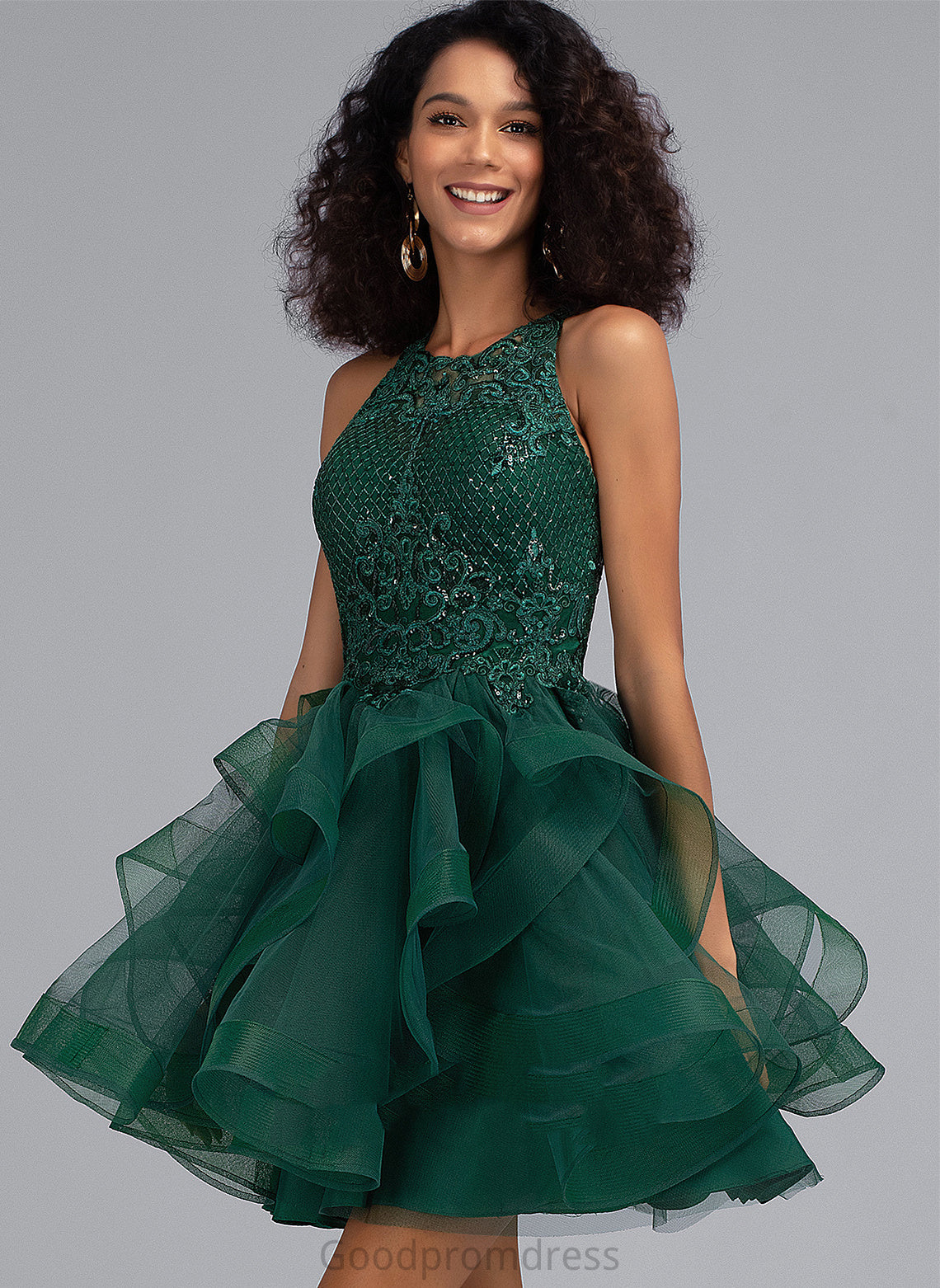 Scoop With Short/Mini Ball-Gown/Princess Sequins Tulle Amira Neck Dress Homecoming Dresses Homecoming Lace