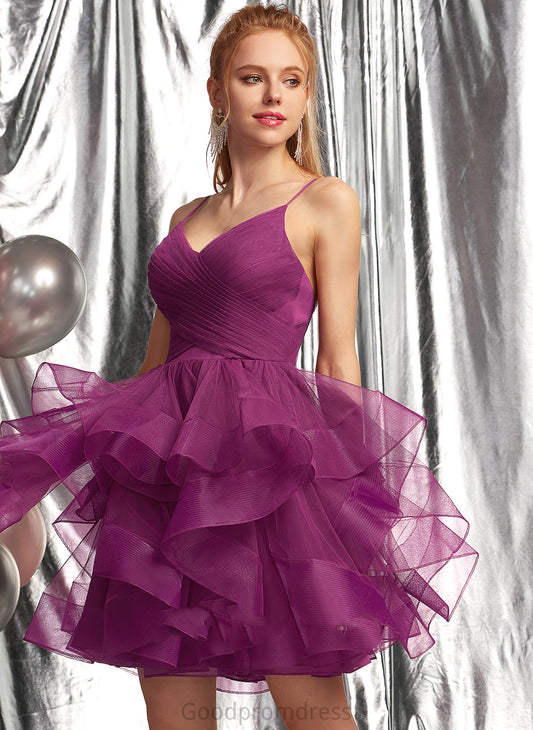 Dress Homecoming Short/Mini V-neck Melody Homecoming Dresses Tulle Ball-Gown/Princess