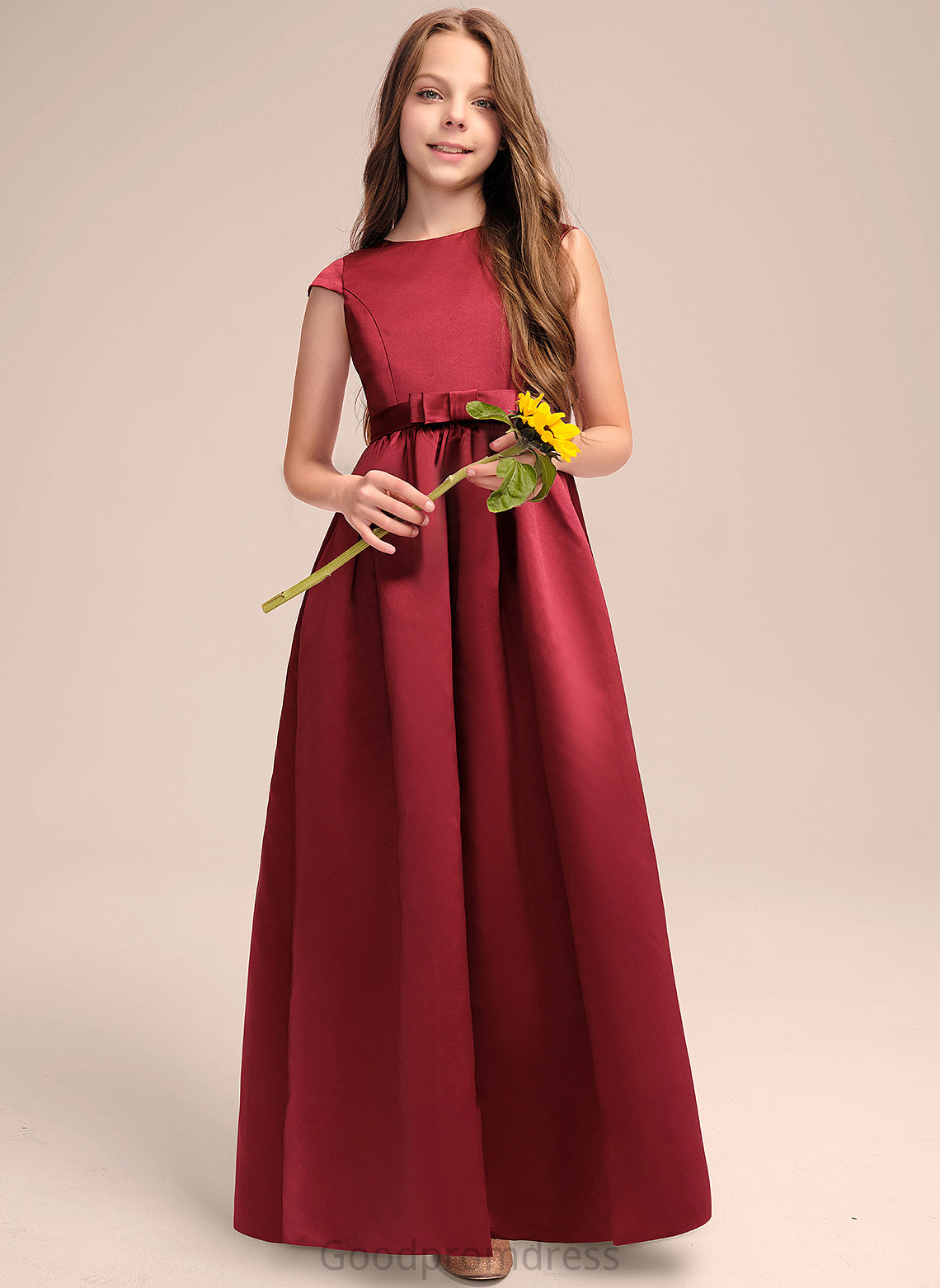 Junior Bridesmaid Dresses Naima Scoop Pockets Bow(s) Neck With Satin A-Line Floor-Length