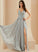 Cierra Chiffon Front Prom Dresses Sequins Lace V-neck Split Floor-Length A-Line With