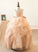 Girl Flower Girl Dresses With Tulle Ball-Gown/Princess - Straps Flower Dress Ruffles/Bow(s)/Rhinestone Amber Sleeveless Floor-length