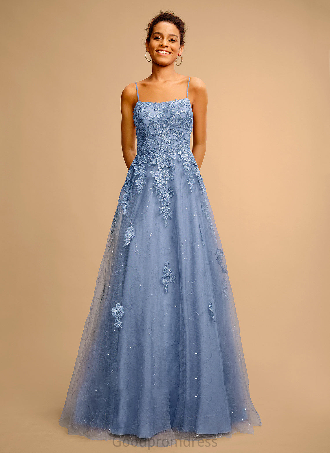 Split Nancy Square Sequins With Prom Dresses Front Neckline Ball-Gown/Princess Floor-Length Tulle