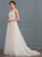 Wedding Sweep Wedding Dresses Kaylie Bow(s) Beading A-Line Tulle V-neck Sequins Dress Train With