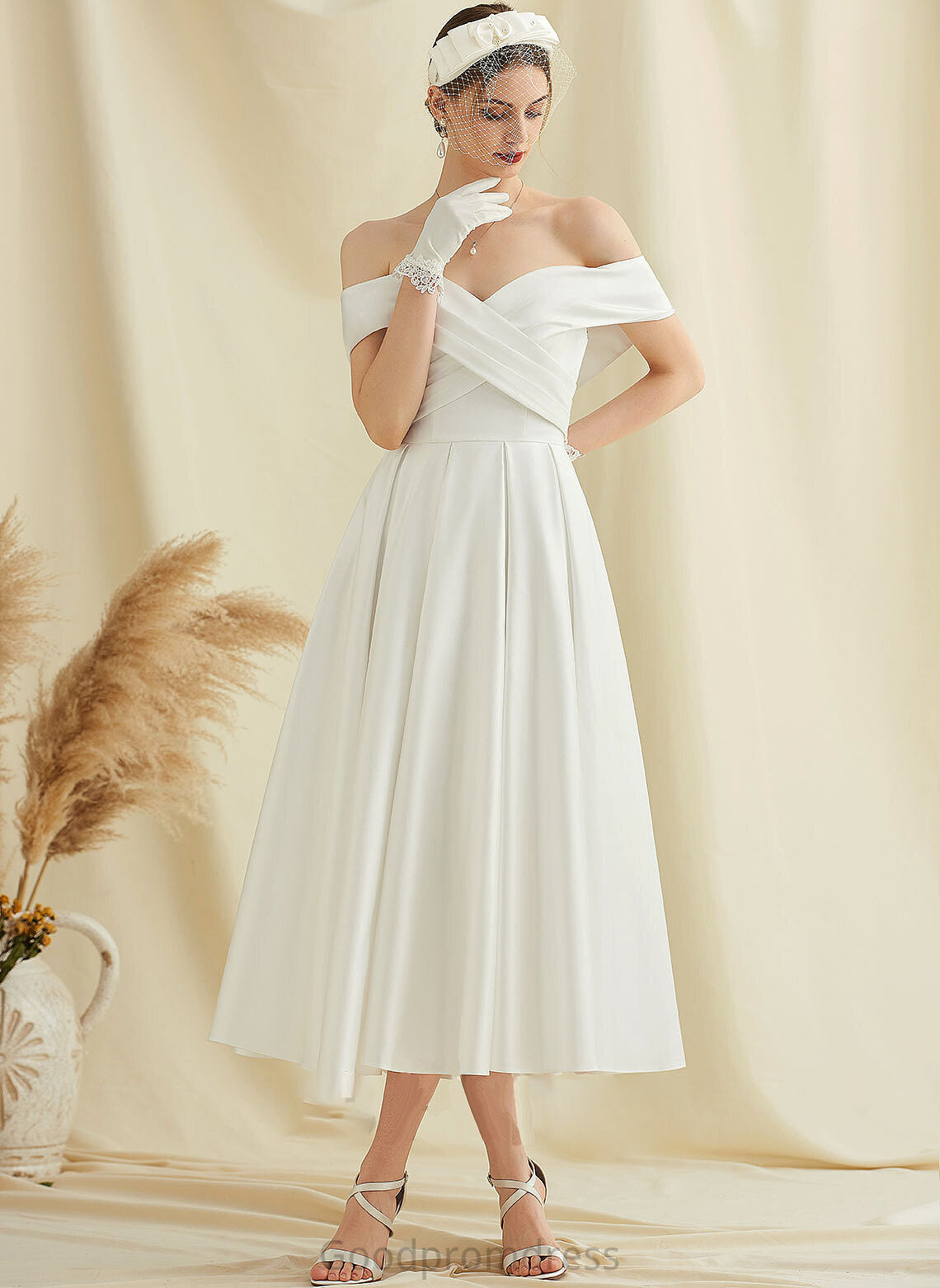 Wedding Dresses With Pockets Dress A-Line Satin Tea-Length Wedding Annika