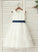 Flower Flower Girl Dresses With Scoop - Sleeveless Tea-length Girl Satin/Lace Dress A-Line/Princess Neck Sash Lillie
