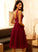 Amy Pleated Neckline Knee-Length Dress With Chiffon A-Line Homecoming Dresses Square Homecoming