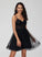 A-Line Pleated Dress With Short/Mini Tulle Wendy V-neck Homecoming Dresses Homecoming