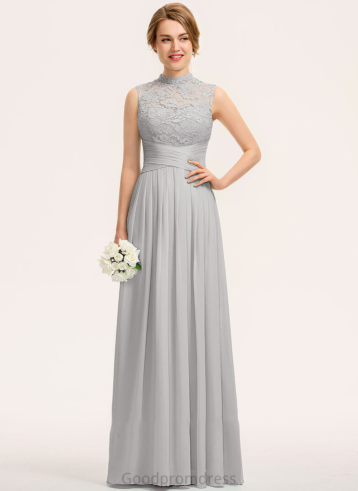 Embellishment HighNeck A-Line Ruffle Floor-Length Neckline Silhouette Fabric Length Susan A-Line/Princess Natural Waist Bridesmaid Dresses