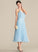 Fabric Neckline V-neck Tea-Length A-Line Pleated Silhouette Length Embellishment Tori Natural Waist A-Line/Princess Bridesmaid Dresses