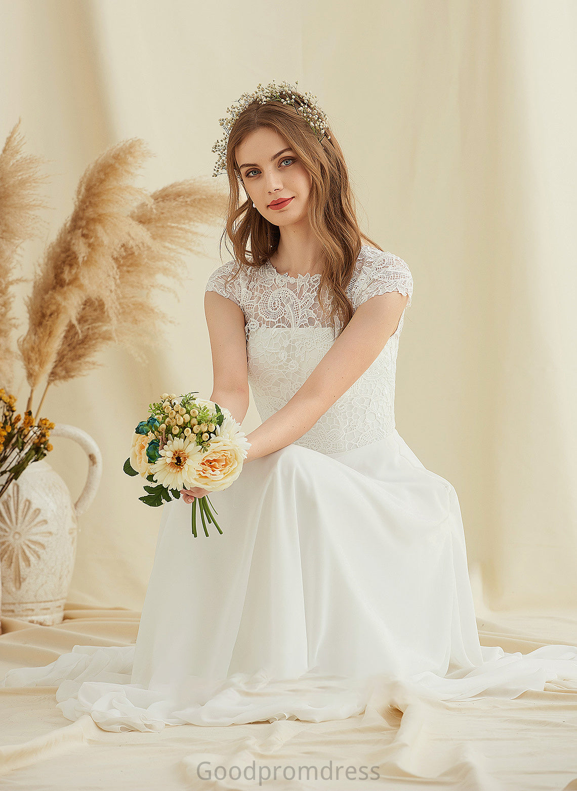 A-Line Wedding Dresses Chiffon Camilla Dress Floor-Length Wedding Lace