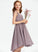 Ruffle V-neck Junior Bridesmaid Dresses With Lace Knee-Length Chiffon A-Line Millicent