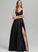 Ruffle With Floor-Length Front V-neck Satin A-Line Split Lexie Prom Dresses