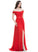 SplitFront Ruffle Silhouette Neckline A-Line Fabric Length SweepTrain Off-the-Shoulder Embellishment Janiya Natural Waist Bridesmaid Dresses