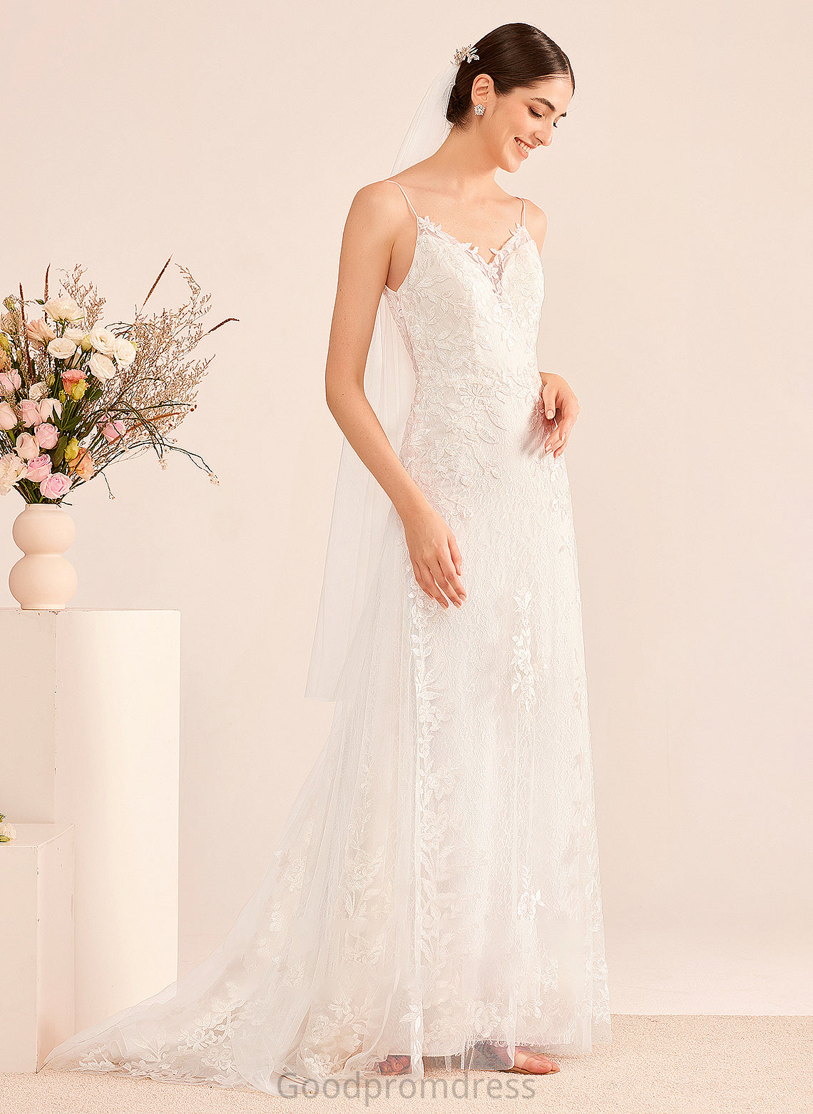 Sequins Wedding Dress With Court A-Line Train V-neck Destiny Wedding Dresses