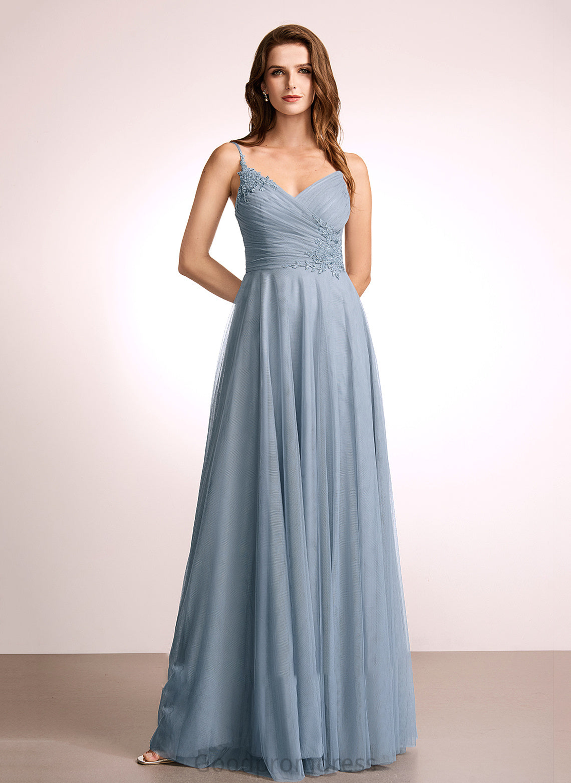 Length Floor-Length A-Line Silhouette Neckline V-neck Fabric Lace Embellishment Diya A-Line/Princess Floor Length Bridesmaid Dresses