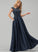 Sequins Prom Dresses Beading Scoop Bow(s) Aryanna Satin Floor-Length Pockets Lace Neck With Ball-Gown/Princess