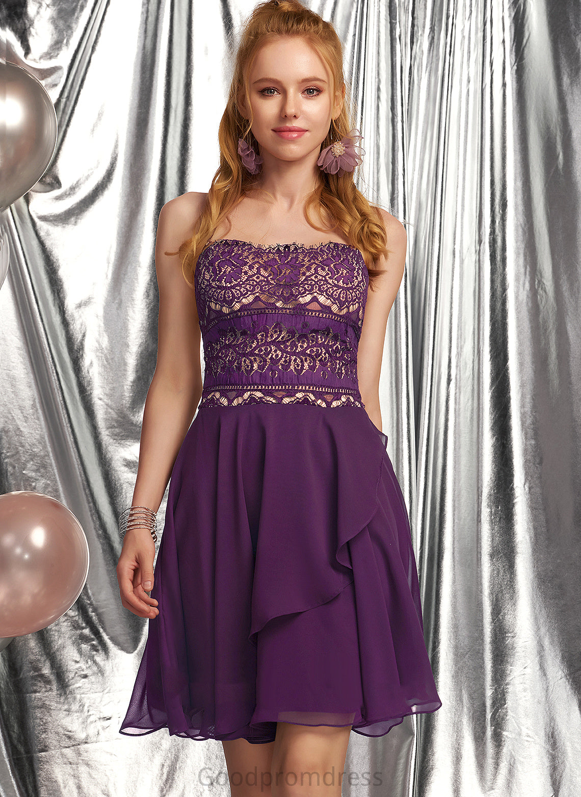 A-Line Square Lace Chiffon Homecoming Dresses Jayden With Short/Mini Neckline Dress Homecoming
