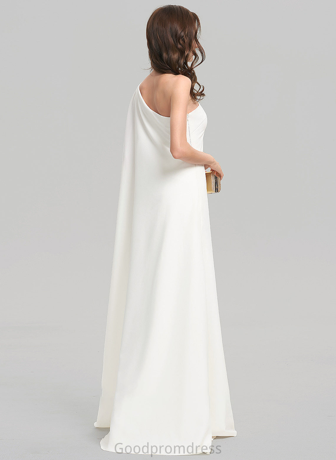 Dress Stretch Crepe Floor-Length Katharine One-Shoulder Wedding Dresses Sheath/Column Wedding
