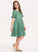 Ruffles Neck Junior Bridesmaid Dresses A-Line Scoop Lace Knee-Length Lucy With Cascading