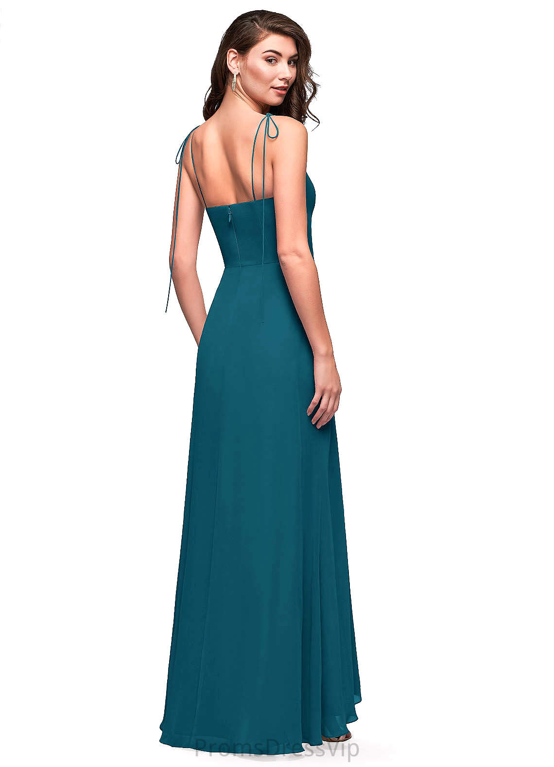 Selah Floor Length Sleeveless Spaghetti Staps Natural Waist A-Line/Princess Bridesmaid Dresses