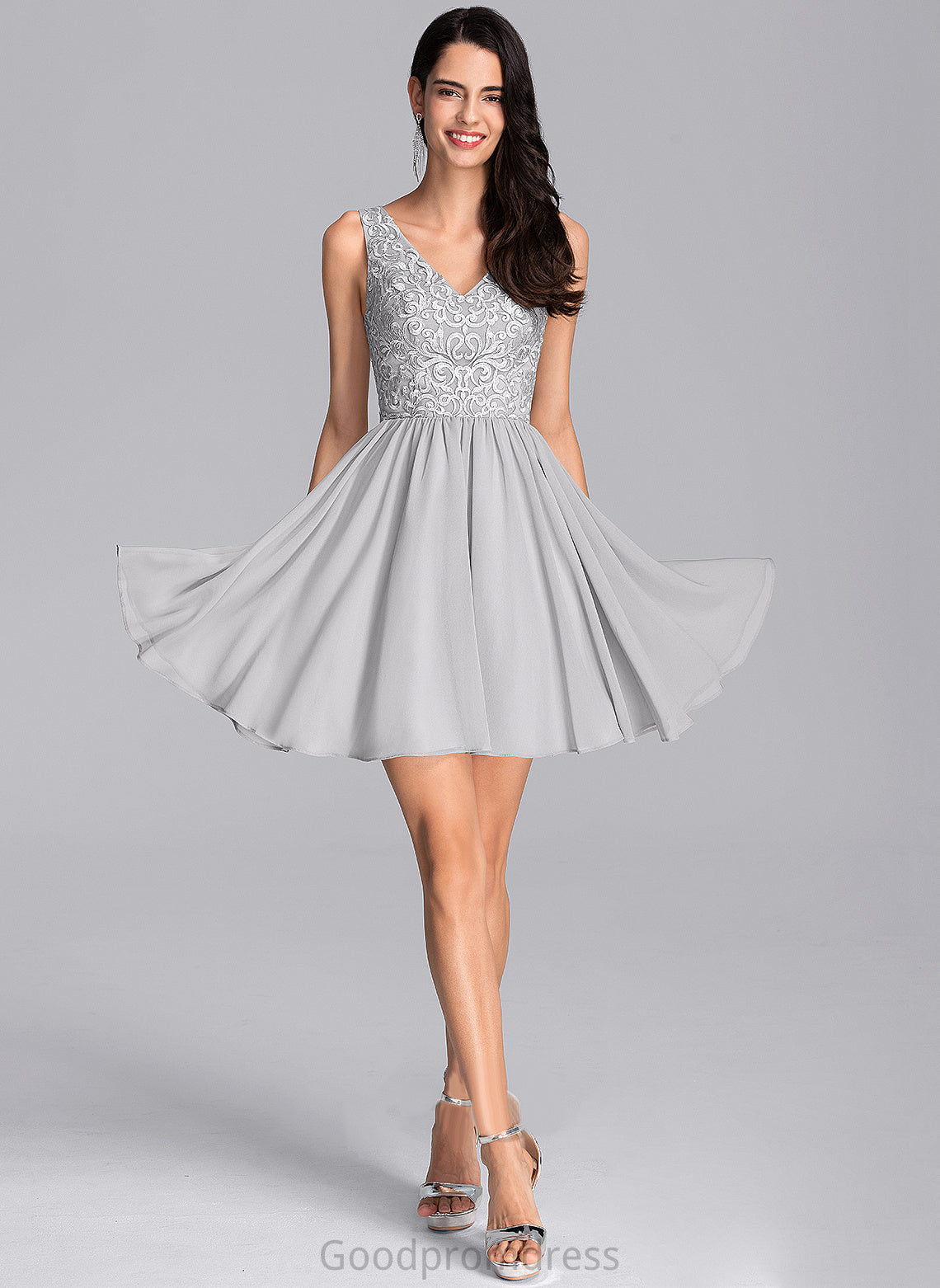 Homecoming V-neck Chiffon With Lace Homecoming Dresses Dylan Dress Sequins Short/Mini A-Line