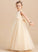 Satin/Tulle Girl With Neck Ball-Gown/Princess Sleeveless Finley Floor-length Flower Dress Beading/Bow(s) - Scoop Flower Girl Dresses