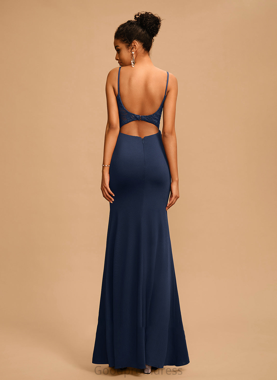 Floor-Length Alessandra Sheath/Column Prom Dresses Sequins Scoop Jersey Neck Beading Lace With