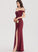 Noelle Front Floor-Length Satin Off-the-Shoulder With Sheath/Column Split Ruffle Prom Dresses