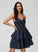 Lace Homecoming Dresses Michaela Homecoming Dress V-neck A-Line With Satin Short/Mini