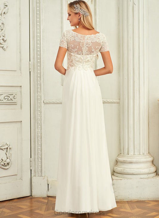 A-Line Lace Dress Floor-Length Chiffon Wedding Dresses Lace V-neck Ayana Wedding With