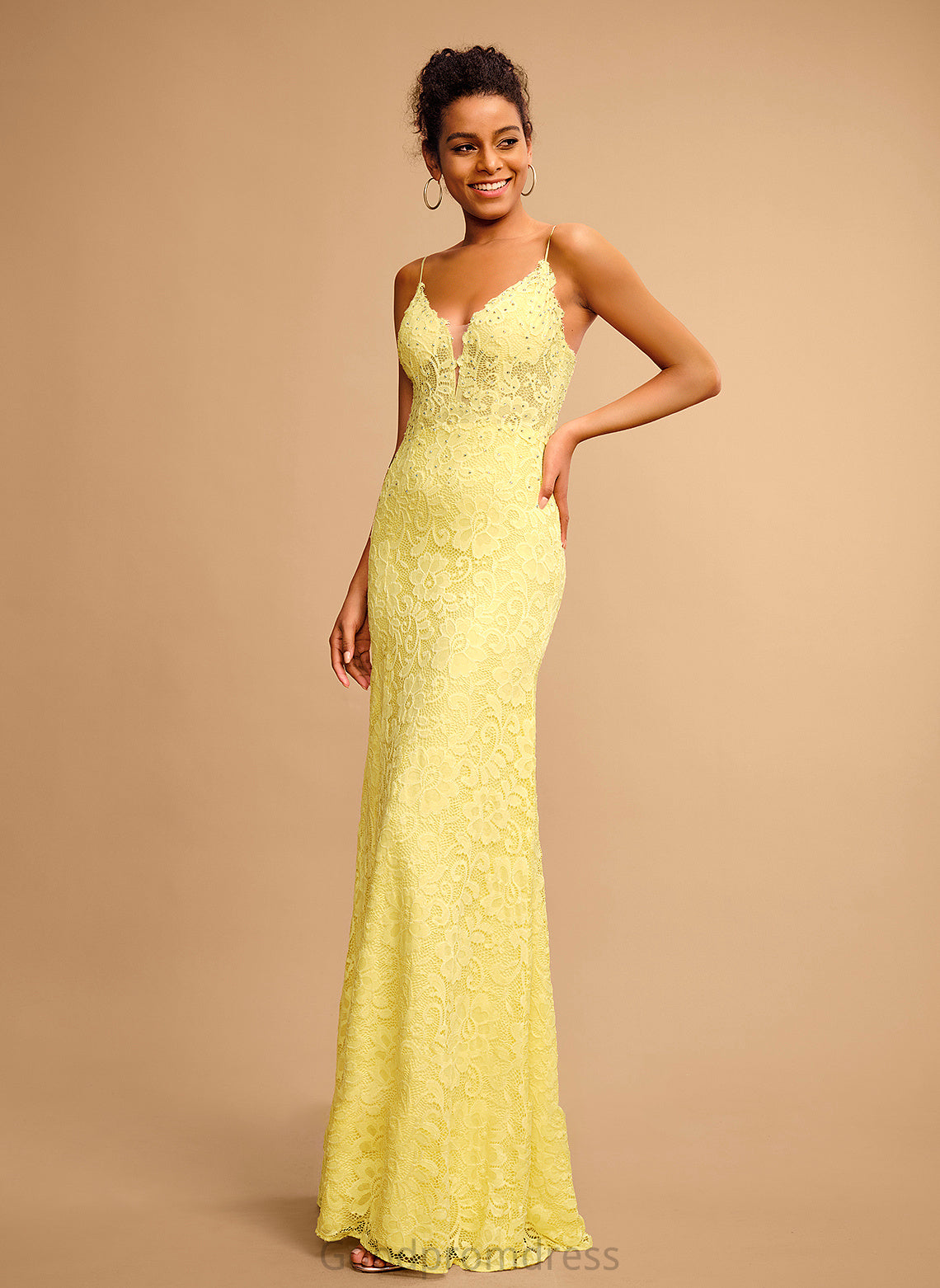 Beading Lace With Precious Prom Dresses V-neck Sheath/Column Floor-Length